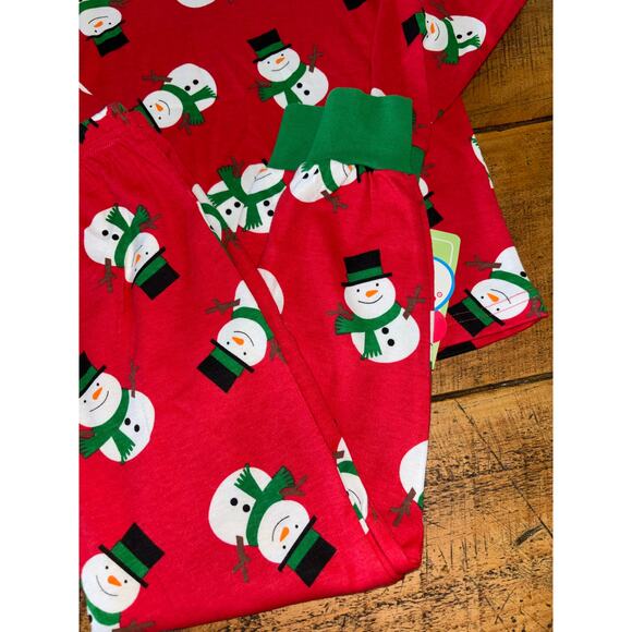 NEW Sara’s Prints Kids Red Green Snowman 2 Piece Pajama Set Flame Resistant 5 - Picture 5 of 6